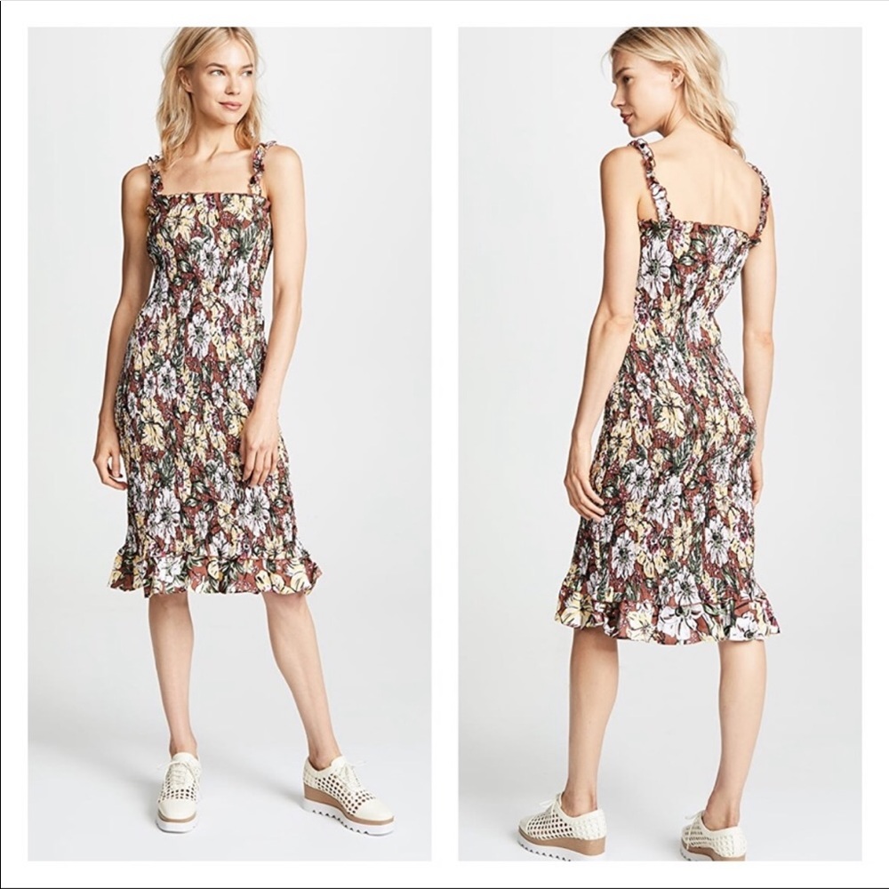 Faithful the Brand Maya Smocked Linen Midi Dress